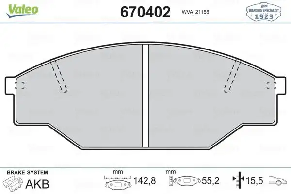 VALEO 670402 Ön Fren Balatası resmi