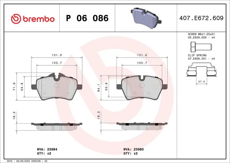 BREMBO P06086 Ön Fren Balatası resmi