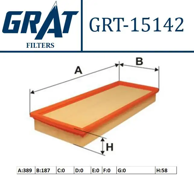 GRAT 15142 Hava Filtresi 7P0129620A resmi