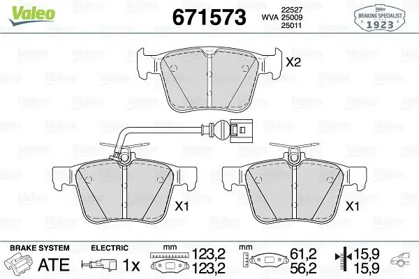 VALEO 671573 Arka Fren Balatası resmi