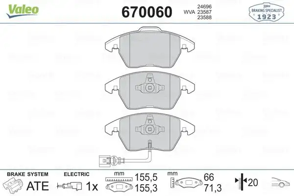 VALEO 670060 Ön Fren Balatası resmi