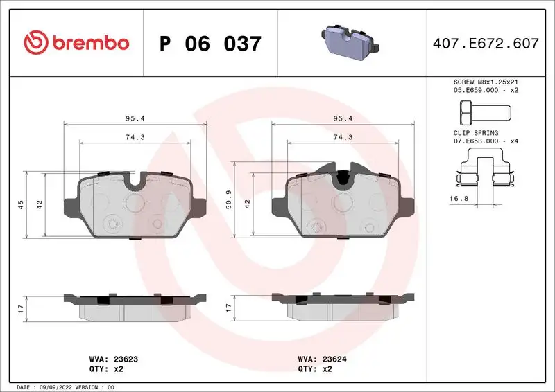 BREMBO P06037 Arka Fren Balatası resmi