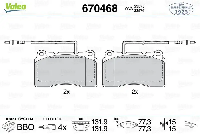 VALEO 670468 Ön Fren Balatası 425207 resmi