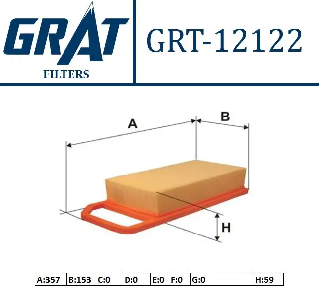 GRAT 12122 Hava Filtresi 1444CV resmi