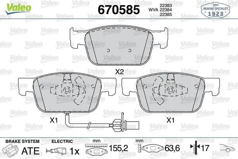 VALEO 670585 Ön Fren Balatası resmi