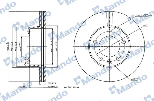 MANDO MBC035229 Ön Fren Diski resmi