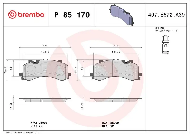 BREMBO P85170 Ön Fren Balatası resmi