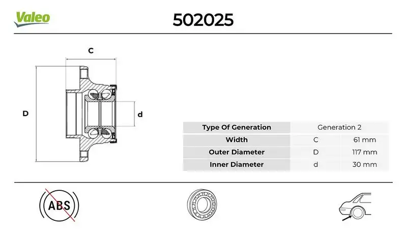 VALEO 502025 Arka Aks Rulmanı resmi