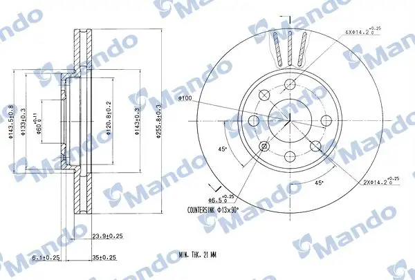 MANDO MBC035173 Ön Fren Diski 90497879 resmi