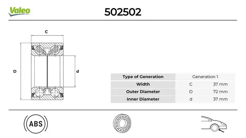 VALEO 502502 Ön Aks Rulmanı resmi