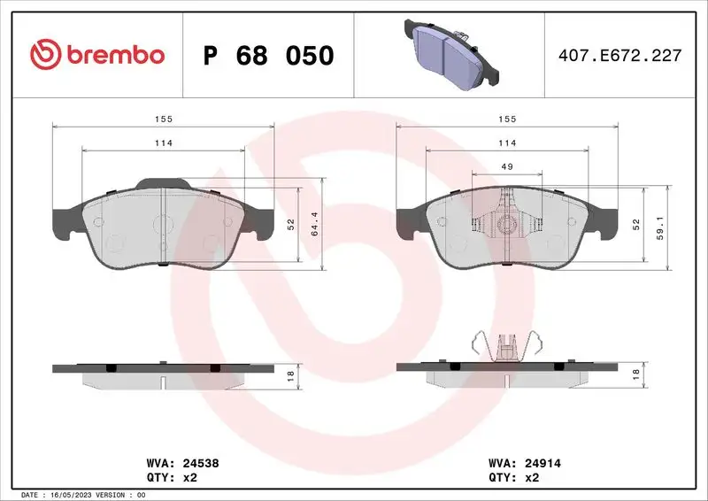 BREMBO P68050 Ön Fren Balatası resmi