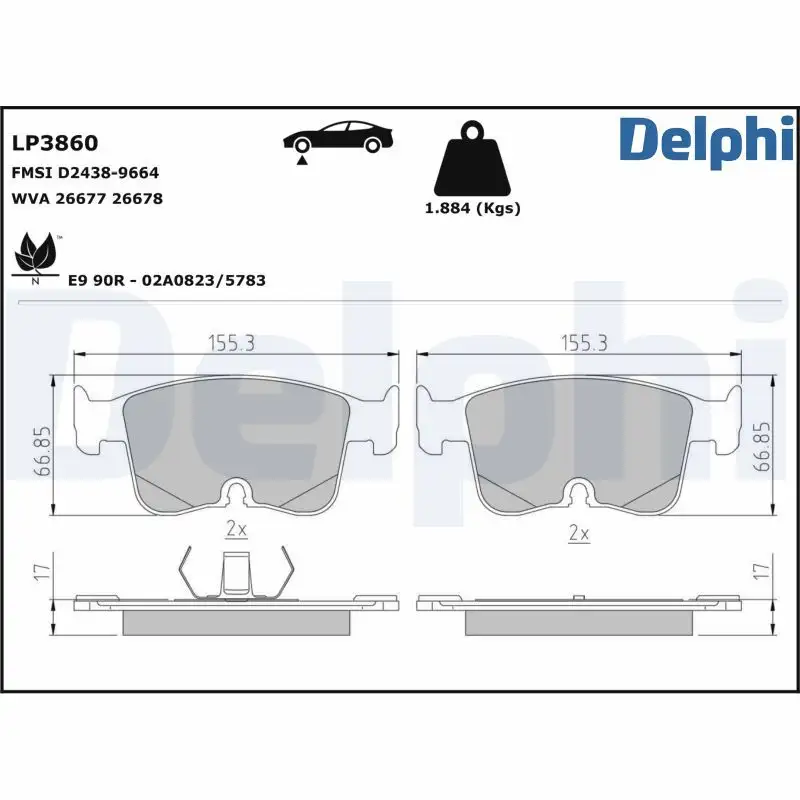 DELPHI LP3860 Ön Fren Balatası resmi