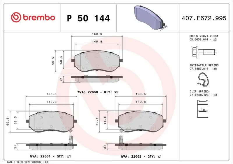 BREMBO P50144 Ön Fren Balatası D10605JU0A resmi