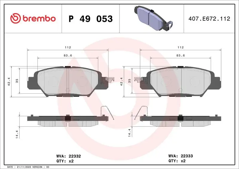 BREMBO P49053 Arka Fren Balatası resmi