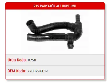 MASTER M0758 Radyatör Alt Hortumu 7700795305 resmi