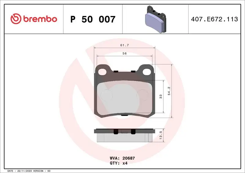 BREMBO P50007 Arka Fren Balatası resmi