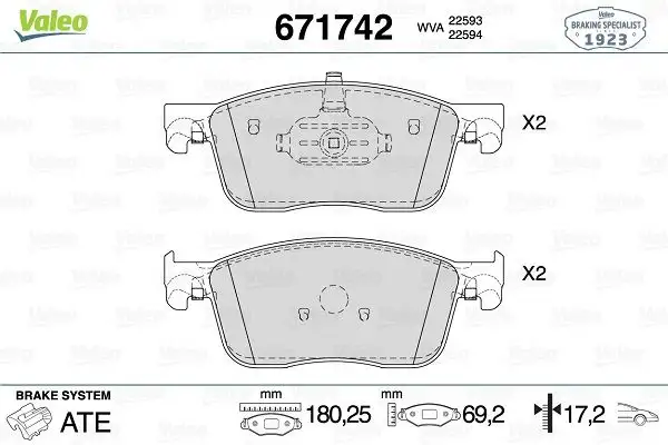 VALEO 671742 Ön Fren Balatası resmi