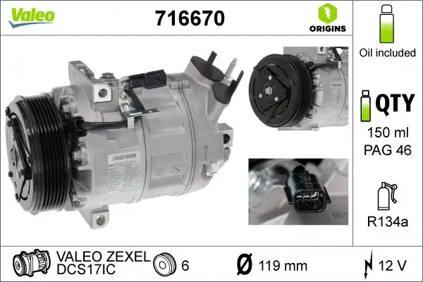 VALEO 716670 Klima Kompresörü 92600ET02A resmi
