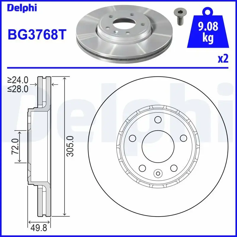 DELPHI BG3768T Ön Fren Diski resmi