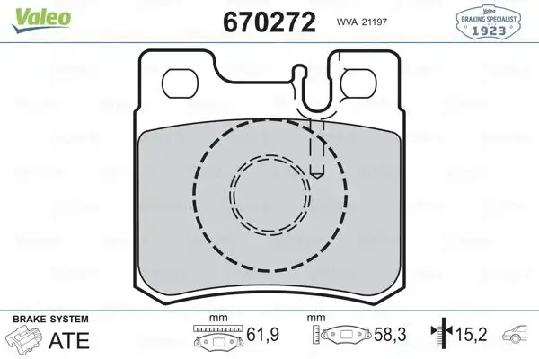 VALEO 670272 Arka Fren Balatası resmi