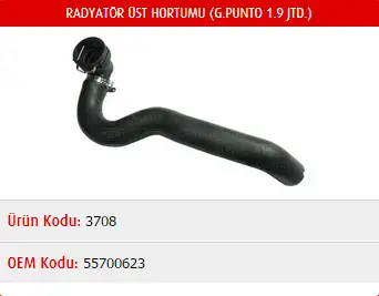 MASTER M3708 Radyatör Üst Hortumu 55700623 resmi