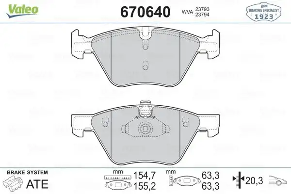 VALEO 670640 Ön Fren Balatası resmi