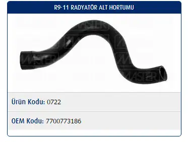 MASTER M0722 Radyatör Alt Hortumu 7700773186 resmi