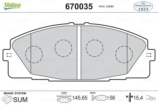 VALEO 670035 Ön Fren Balatası resmi