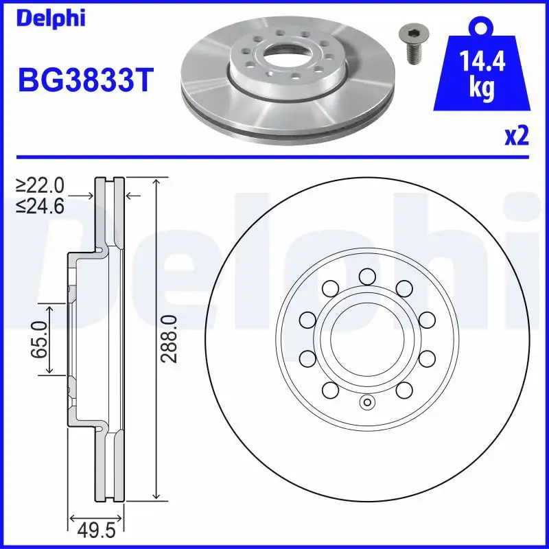 DELPHI BG3833T Ön Fren Diski resmi