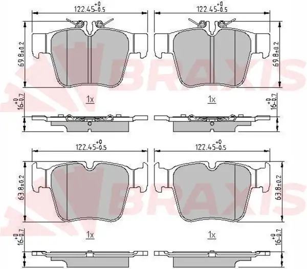 BRAXIS AA0707 Arka Fren Balatası A0004208300 resmi