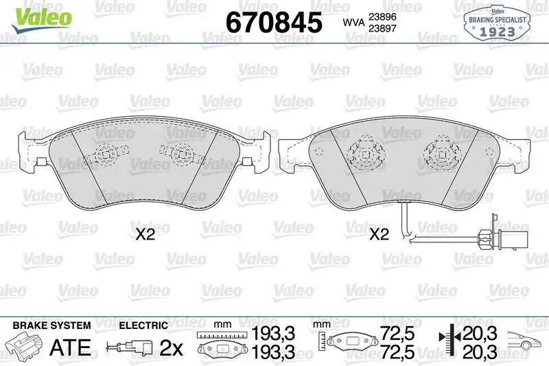 VALEO 670845 Ön Fren Balatası resmi