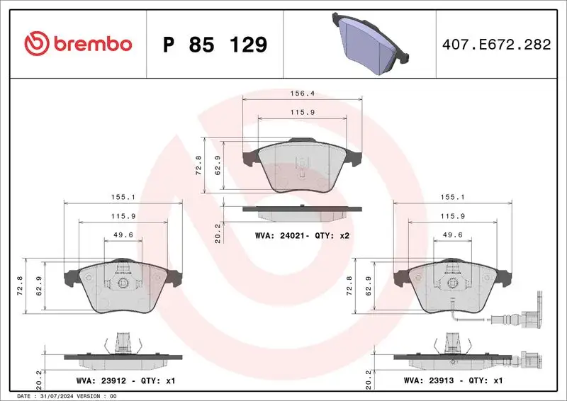 BREMBO P85129 Ön Fren Balatası resmi