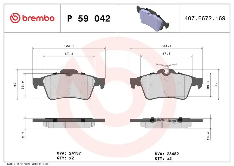 BREMBO P59042 Arka Fren Balatası resmi