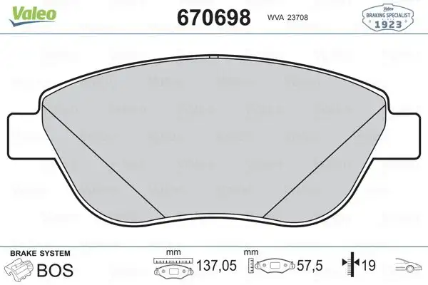 VALEO 670698 Ön Fren Balatası resmi