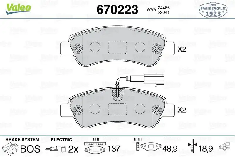 VALEO 670223 Arka Fren Balatası resmi