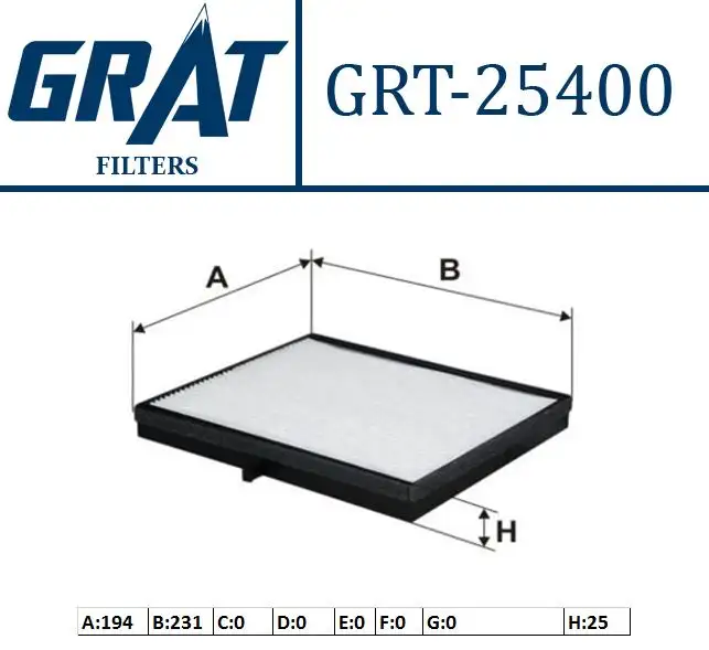 GRAT 25400 Polen Filtresi 96554378 resmi
