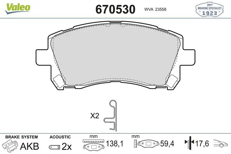 VALEO 670530 Ön Fren Balatası resmi