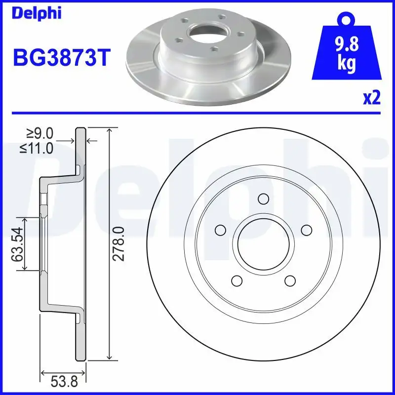 DELPHI BG3873T Arka Fren Diski resmi