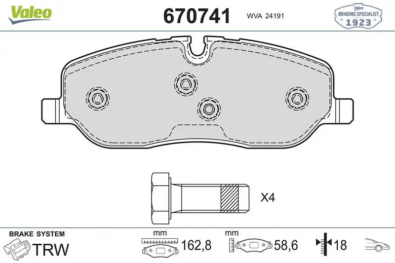 VALEO 670741 Ön Fren Balatası LR134694 resmi