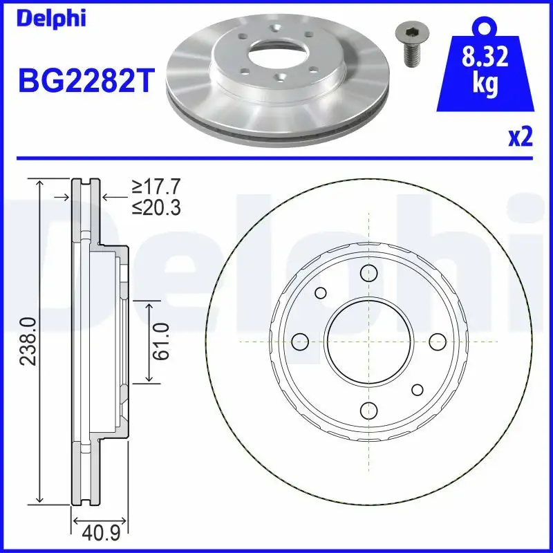 DELPHI BG2282T Ön Fren Diski resmi