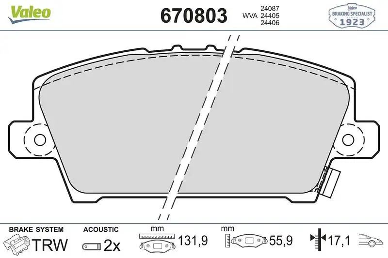 VALEO 670803 Ön Fren Balatası resmi