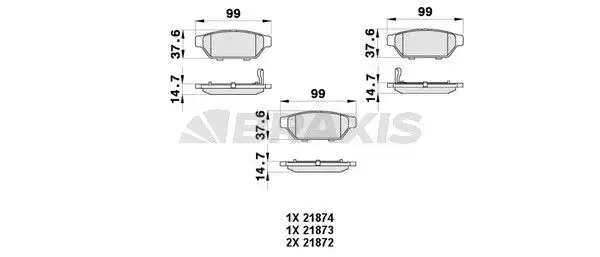 BRAXIS AB0414 Arka Fren Balatası resmi