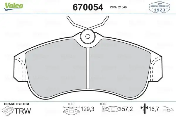 VALEO 670054 Ön Fren Balatası resmi