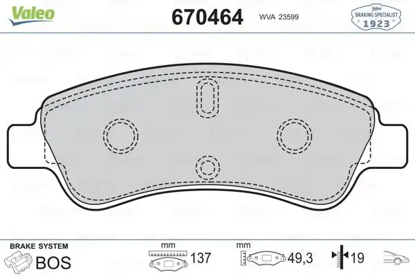 VALEO 670464 Ön Fren Balatası resmi