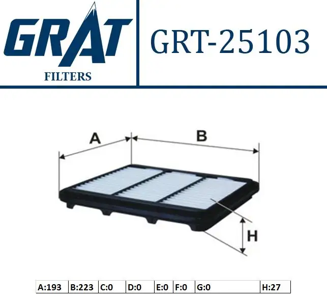 GRAT 25103 Hava Filtresi 96591485 resmi