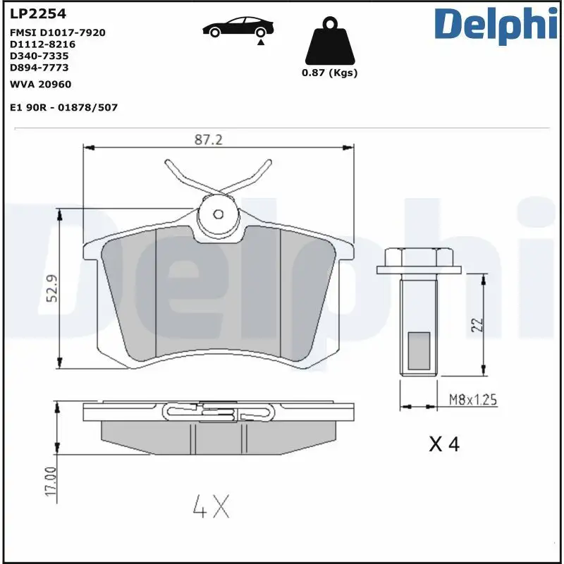 DELPHI LP2254 Arka Fren Balatası resmi