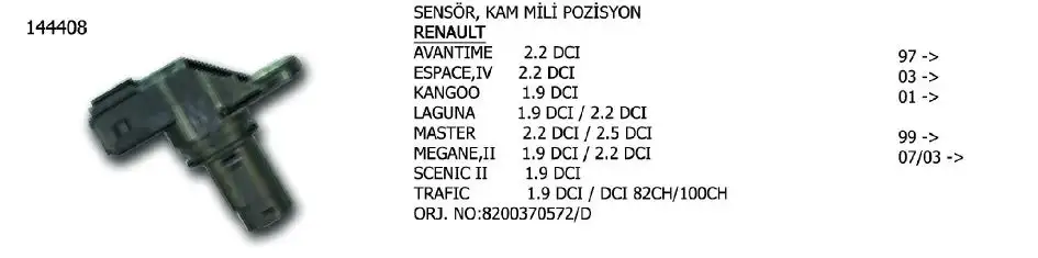ÜNÜVAR 144408 Eksantrik Sensörü 8200370572 resmi