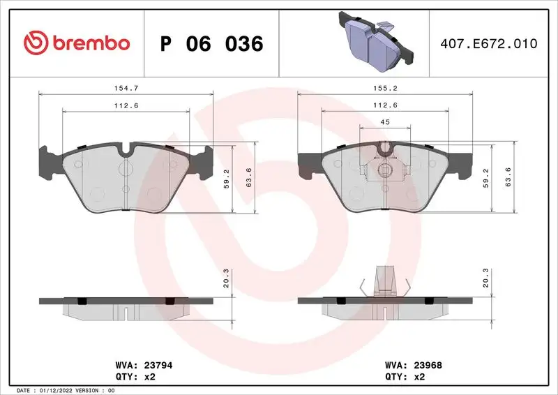 BREMBO P06036 Ön Fren Balatası resmi