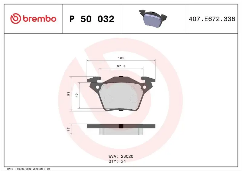 BREMBO P50032 Arka Fren Balatası A0034200220 resmi