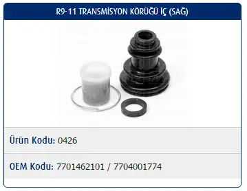 MASTER M0426 İç Aks Körüğü (Sağ) 7701462101 resmi